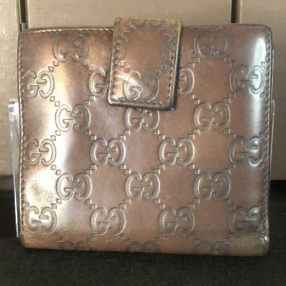 GUCCI Guccissima GG Brown Lambskin Bifold Wallet With Billfold & Coin Section - Picture 3 of 17